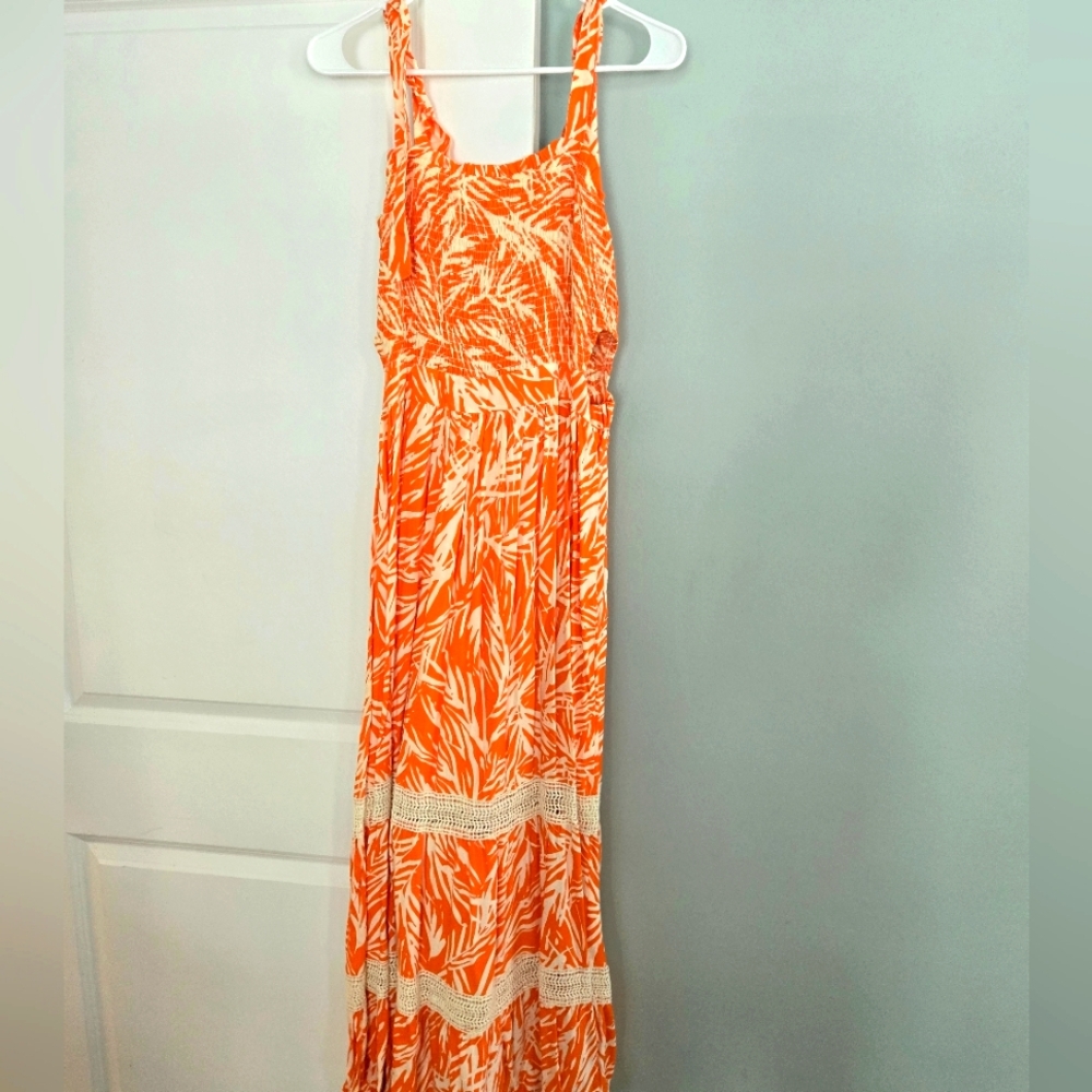 Medium Sincerely Jules orange smocked top women's maxi dress #22a...